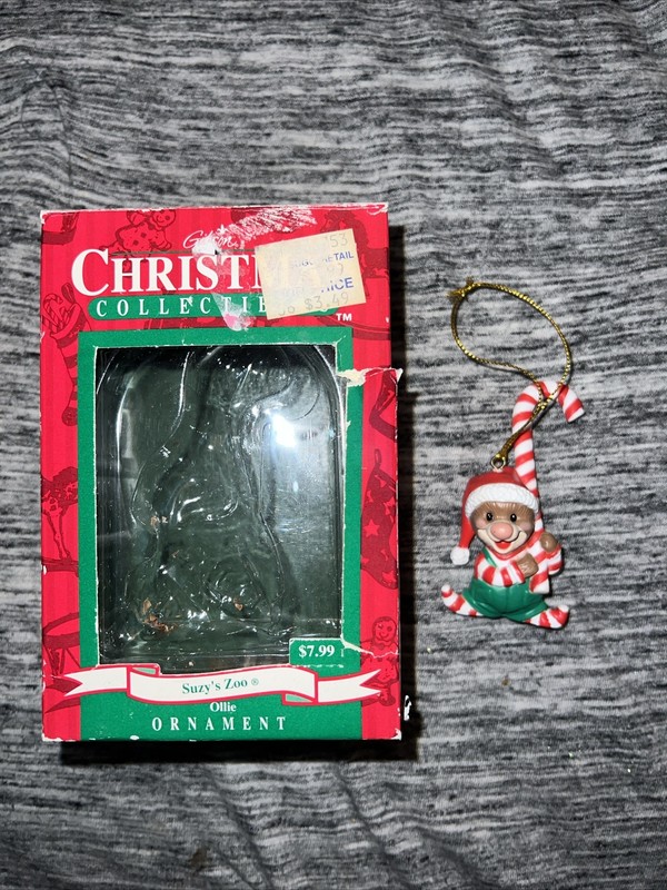 Vintage Gibson Susie’s Zoo “Ollie” Christmas Ornament W/Box Christmas Mouse