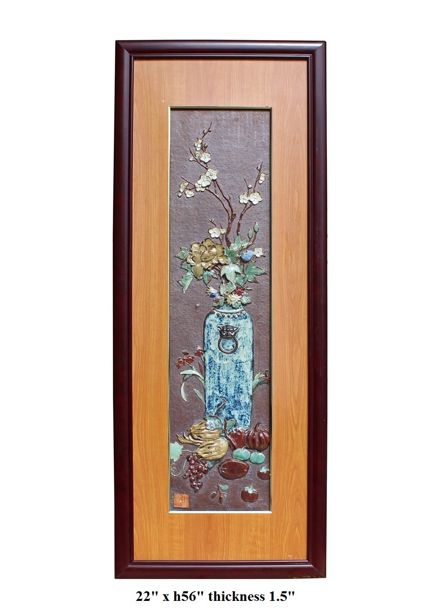 Chinese Ceramic Dimensional flower Scenery Wall Framed Art cs2581S Chinese Ceramic Dimensional flower Scenery Wall Framed Art cs2581S