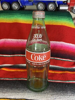 Coca Cola COKE 1 Liter 33.8oz Vintage Glass Bottle W/ Cap Soda Pop