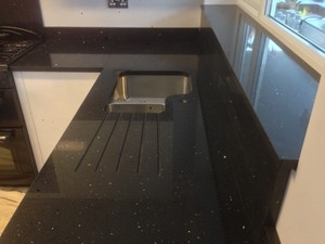 Black Starlight Sparkle Quartz Granite Kitchen Worktops Silestone