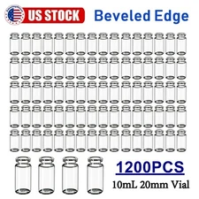 1200pcs 10ml Sample Vials Clear Glass Bottle 20mm Crimp Top Headspace HPLC Flat