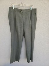 VTG Yves Saint Laurent YSL Men's Brown Check Wool Flat Front Pants 36
