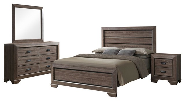 Modern 4pc Black Bedroom Queen Size Bed Headboard Mirror Dresser Nightstand For Sale Online Ebay