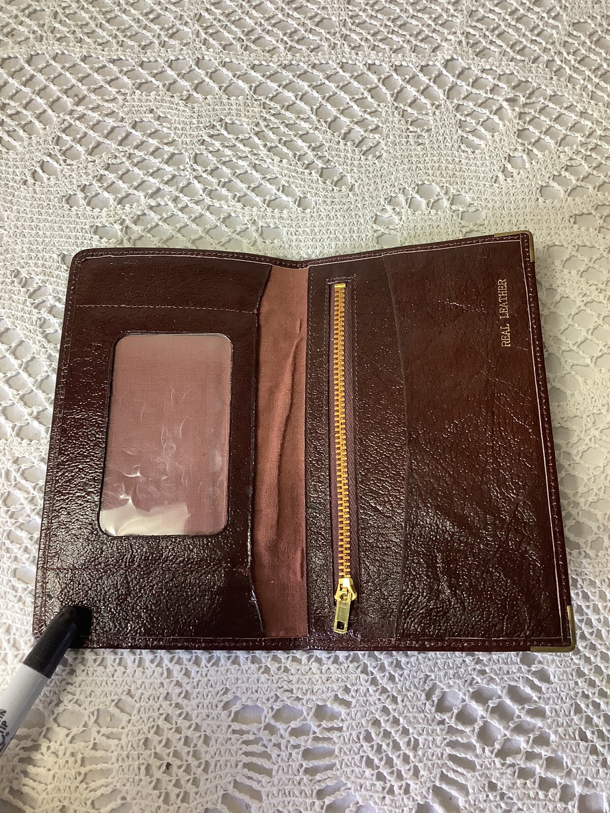 Vintage Mens Wallet Real Leather Dark Brown eBay