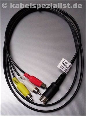 Commodore C64 Kabel Y/C an 3x RCA Cinch  3,0 Meter