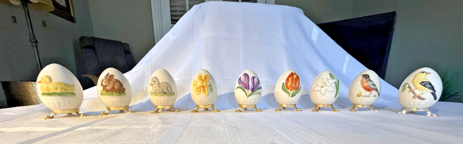 Vintage Goebel W Germany Annual Porcelain Egg Collection 1978-1987 Set of 9