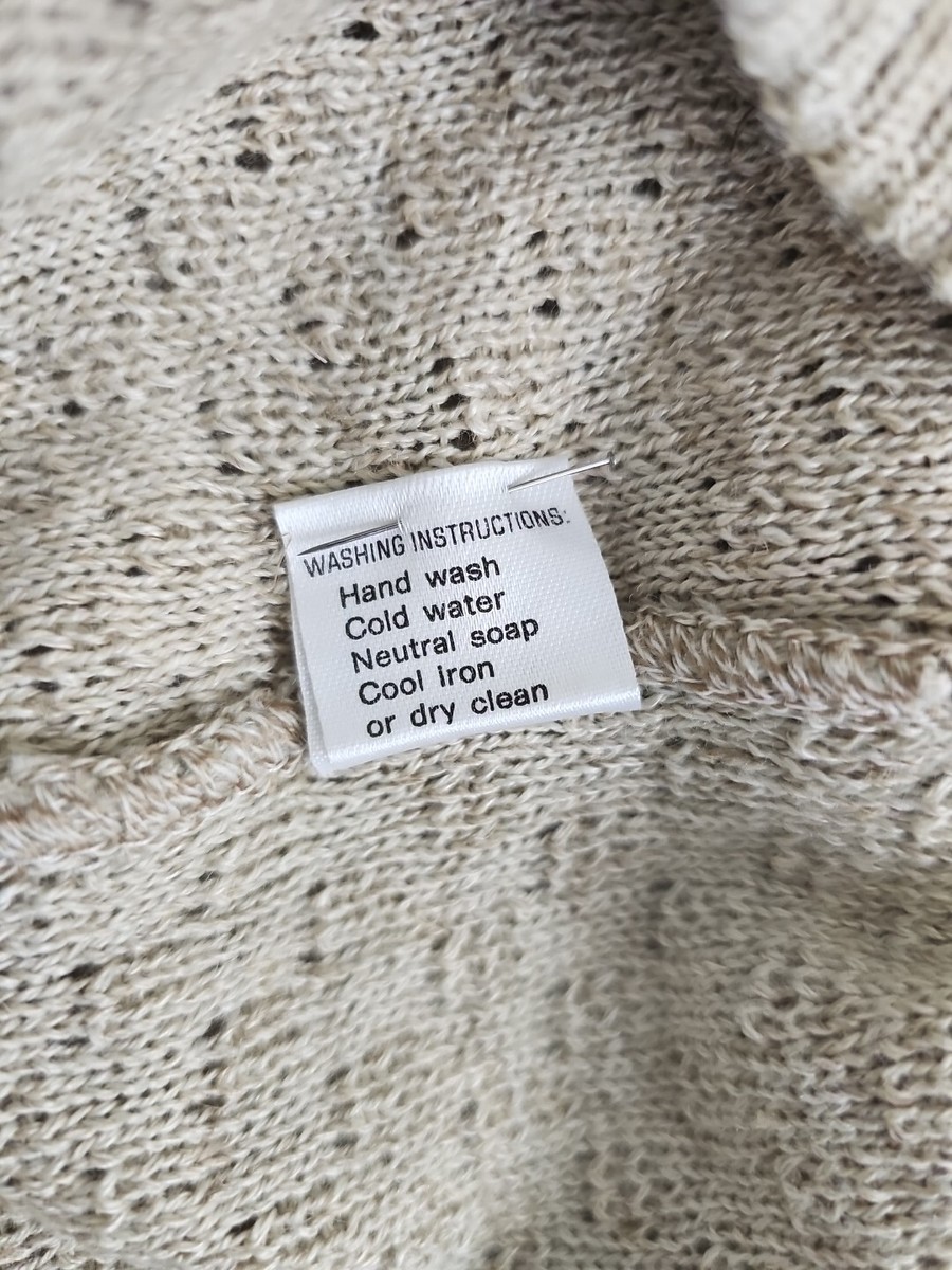 Pronto Uomo Sweater Men's 54/XL Beige Knit Linen/Cotton Made in