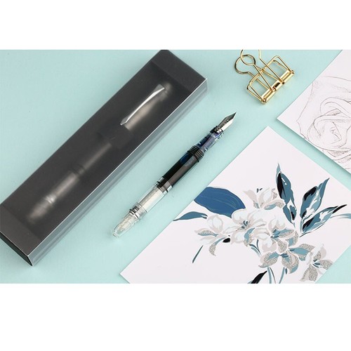 Mian Mian 494 Transparent Piston Fountain Pen iridium Extra Fine EF/F Nib Gift - Picture 2 of 12