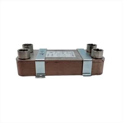 20 Plate Water to Water Brazed Plate Heat Exchanger 1'' FPT Ports w/ Brackets