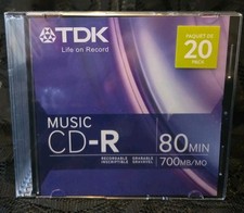 TDK Blank Music CD-R 20 Pack 80 Minutes 700MB/MO NEW OLD STOCK