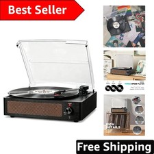 Elegant Black Turntable with Built-in Speakers Wireless Playback Functionality