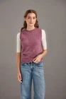 New Zealand Possum Fur Merino Wool Knitwear Herringbone Lace Vest