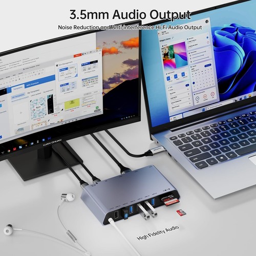 DisplayLink 12-in-1 USB 3.0 Universal Dockingstation mit Dual HDMI Display/6*... - Afbeelding 7 van 10