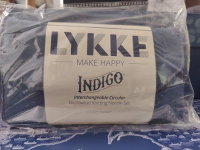 LYKKE Indigo Driftwood Interchangeable Knitting Needle Set in Denim Pouch