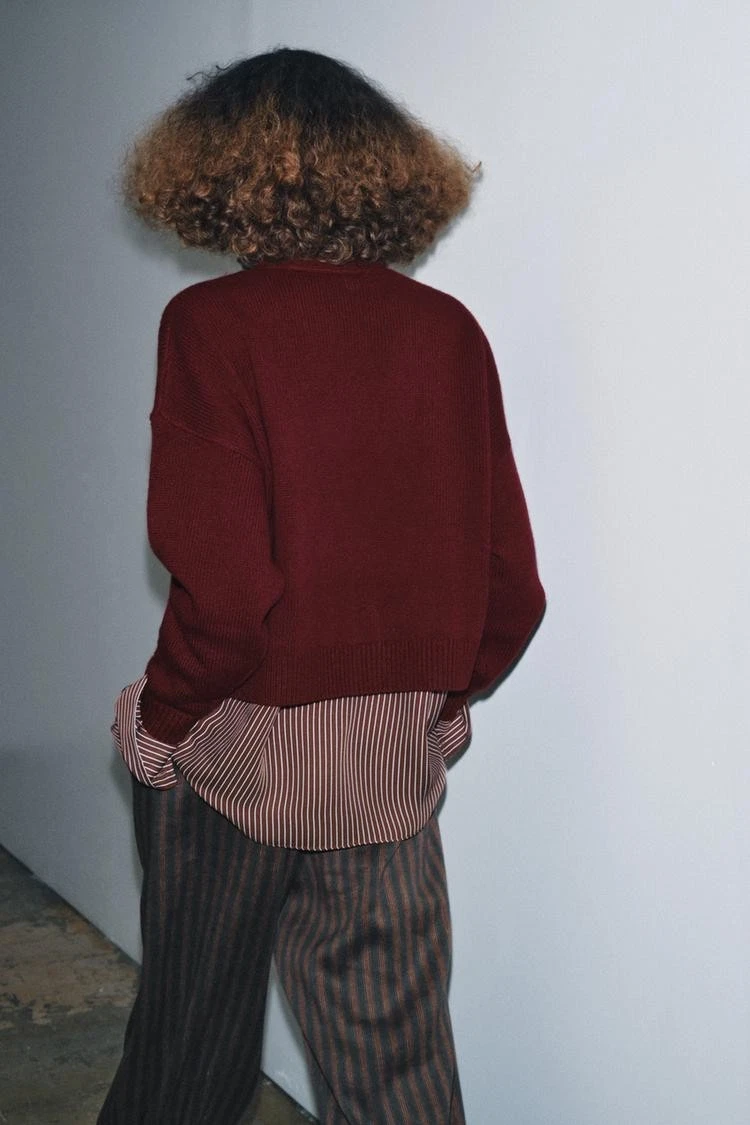 Zara 100% RWS Wool Jacket Cardigan – Maroon, Gold Buttons, Size Small NWT