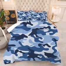 Blue Camouflage Comforter Set Twin Size Camo Bedding Set for Teens Boys Soft ...