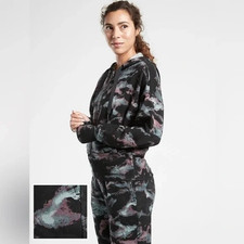 ATHLETA Balance Sweatshirt Full Zip Tie Dye Printed/ Marine Black  Plus Size 3X