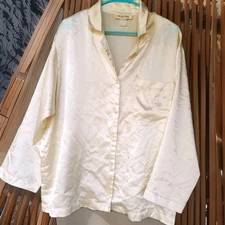 Vintage Christian Dior Sleep Shirt Silky Large Lingerie Ivory 