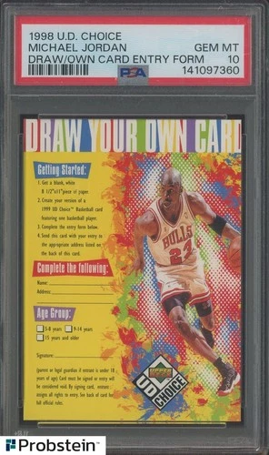 1998 UD Choice Draw Your Own Card Entry Form Michael Jordan HOF PSA 10