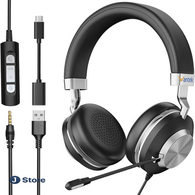 Wantek USB Headset Mikrofon 3-in-1 USB-A Typ-C 3,5 mm L