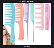 6 Piece Plastic Hair Comb Set - Multicolor Detangling and Styling Tools