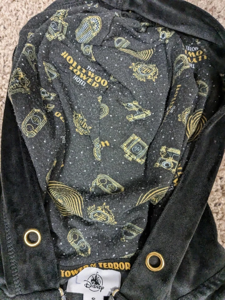 Disney Torre del Terror Chaqueta Mujer Pequeña Negra Sudadera con Capucha Terciopelo Sudadera Cremallera Foto 4 de 4