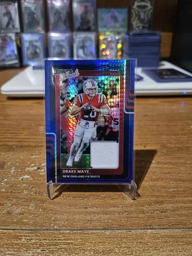 2025 Panini Donruss Optic Drake Maye Threads Blue Hyper Mem