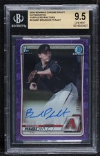 2020 Bowman Draft Chrome Picks Purple Refractor Brandon Pfaadt BGS 9.5 Auto uk2