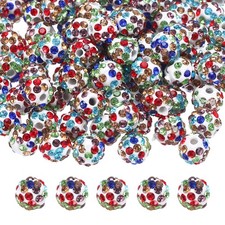 50pcs 8mm Multicolor Rhinestone Polymer Fancy Beads for DIY Jewelry Making
