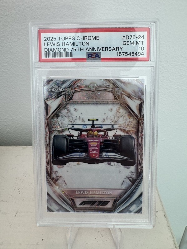 Lewis Hamilton 2025 Topps Chrome Diamond 75th Anniversary D75-24 PSA 10 Ferrari