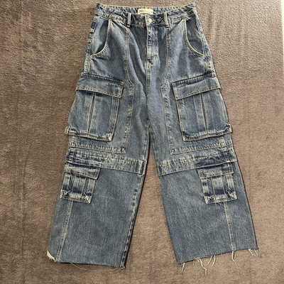 Zara Blue Jeans Baggy 90s Vintage Damen Gr. 38 Schrittlänge 63 cm gekürzte Hose