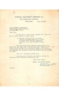 1928 General Equipment Co Railroad Letter Morristown & Erie RR NYC Train Sale