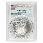 2002 American Silver Eagle $1 PCGS MS 70 First Strike Holder