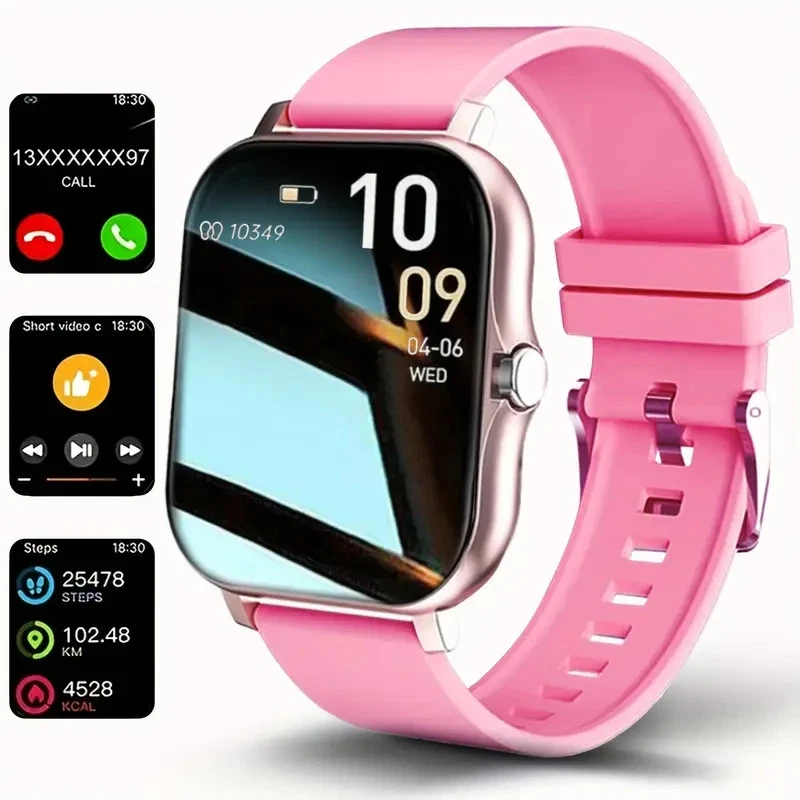 Dark Pink Smart Watch 1.83" HD Touch Screen Text/Make/Receive Calls Fitness Trak