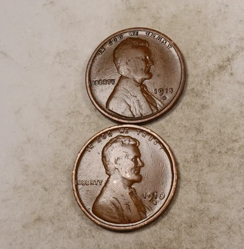 1910-S+1915-D Lincoln Wheat Cent Penny Set/Lot * VF * 2 Coins * XWL203