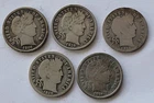Lot of 5 (5) 1910 Barber Dimes 90% Silver