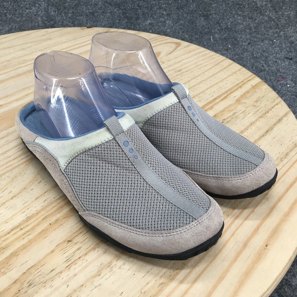 Clarks Privo Zapatos Mujer 9.5 M Informales Sin Cordones Mules Pisos Gris Azul Gamuza Foto 3 de 4