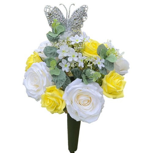 Heart Artificial Funeral Flowers Wreath Memorial Grave Tribute Grave pot roses - Picture 8 of 28