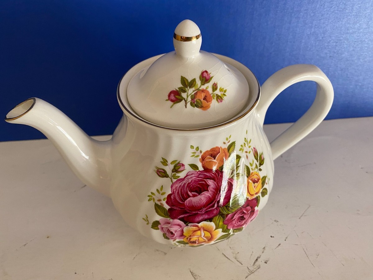 Vintage Arthur Wood England Teapot Roses #6443 Is 7