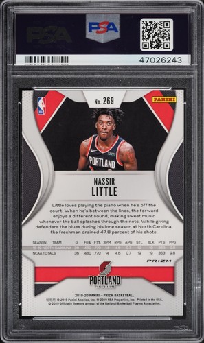 Panini Prizm Silver Prizm Nassir Little RC 2019 PSA 10 Portland Trailblazers - Imagen 2 de 2