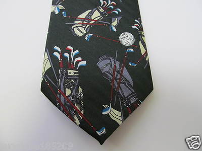Men's Renaissance Golf  Necktie-Shiny w/Dark Green Background/Angled Lines