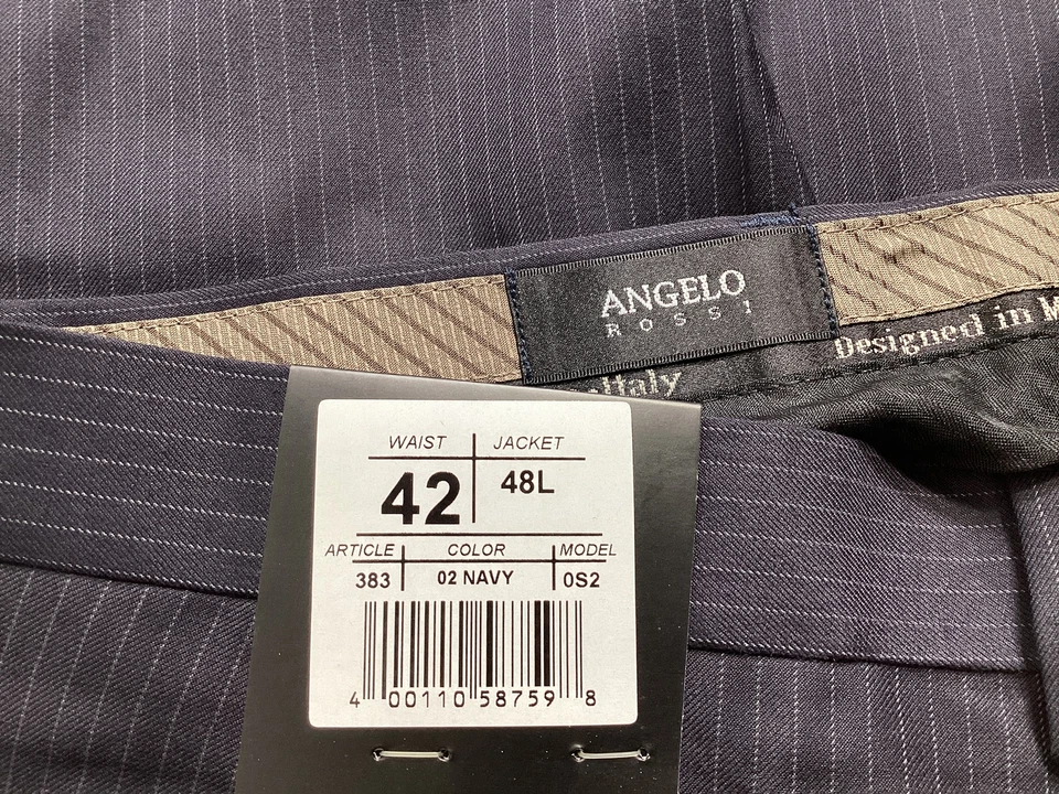 Pantalones de vestir para hombre Angelo Rossi azul marino talla 42W NUEVO Foto 2 de 4
