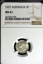 1927 - NGC MS61 Australia moneta 3 pensy!!  #B22473