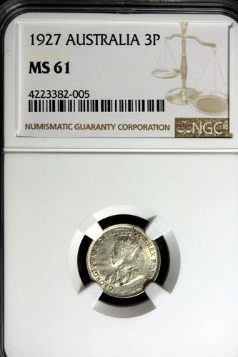 1927 - NGC MS61 Australia 3 Pence Coin!!  #B22473