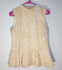 BANANA REPUBLIC Women's Tan Sleeveless Top/Blouse SZ S Stretch Ruffled  EUC