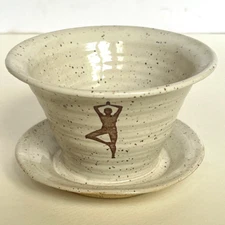 CB Pottery Plant Planter Handmade Succulent Pot Yoga Art Tree Pose Houseplant