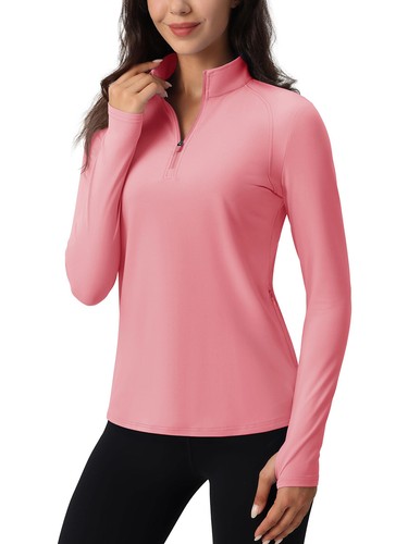 Womens 1/4 Zip Pullover Long Sleeve Workout Athletic Sweatshirt Running Golf Top - Picture 7 of 67