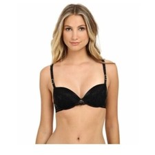34 C Stella McCartney Isabel Floating Contour Underwire Plunge Silk Bra S80-239