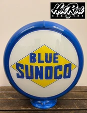 BLUE SUNOCO Reproduction 13.5" Gas Pump Globe - (Blue Body)