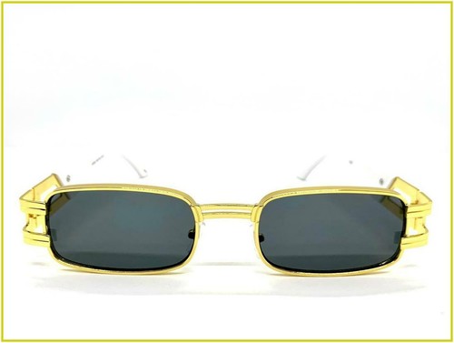 Classy Elegant Sophisticated Retro Modern Hip Hop SUN GLASSES Gold & White Frame - Picture 3 of 7